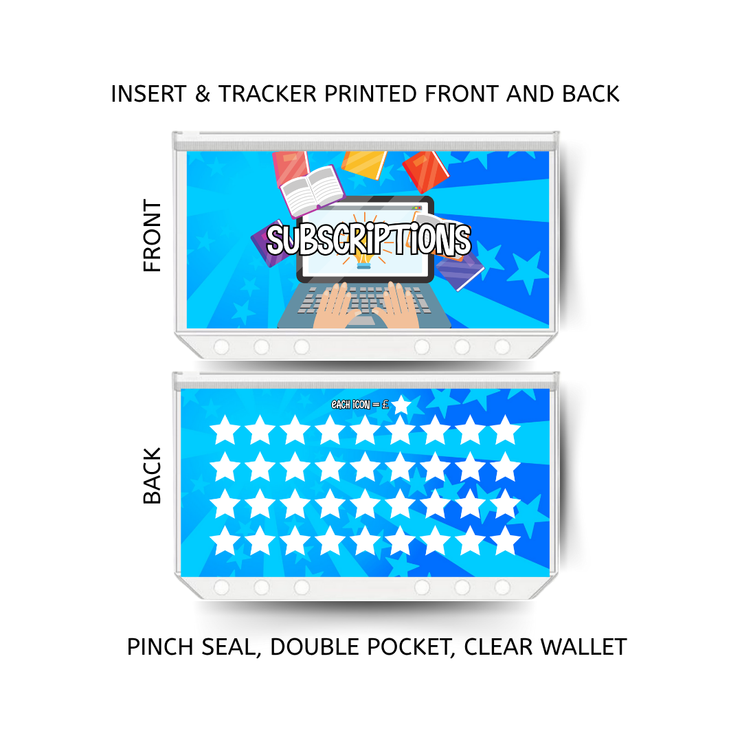 SUBSCRIPTIONS savings double insert & tracker plus a clear, twin pocket, pinch seal wallet