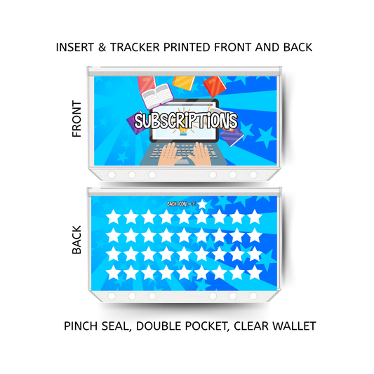 SUBSCRIPTIONS savings double insert & tracker plus a clear, twin pocket, pinch seal wallet
