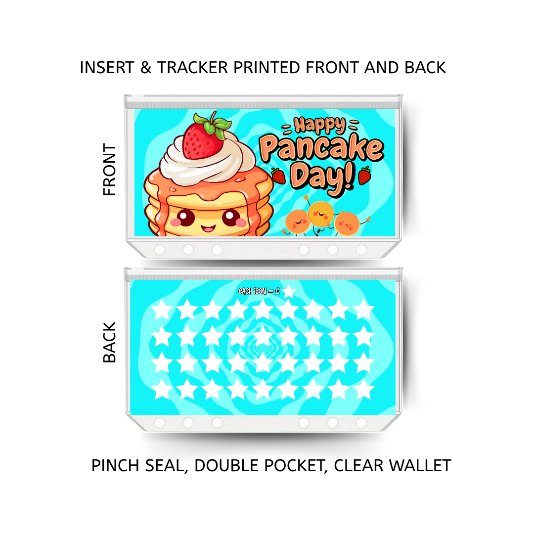 PANCAKE DAY savings double insert & tracker plus a clear, twin pocket, pinch seal wallet