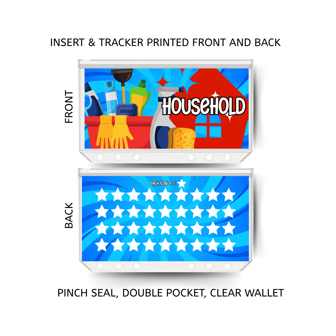 HOUSEHOLD savings double insert & tracker plus a clear, twin pocket, pinch seal wallet
