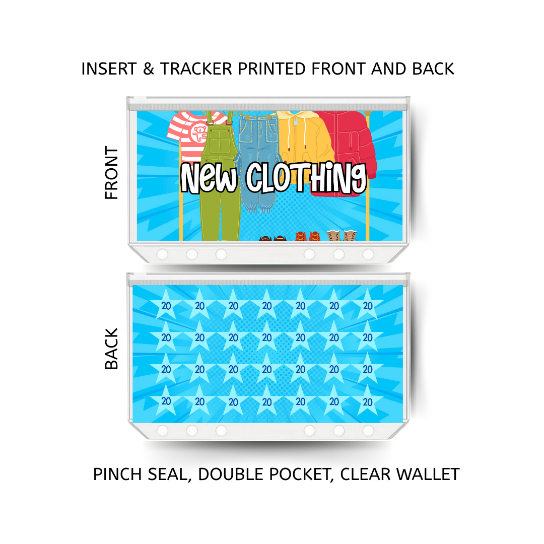 NEW CLOTHING savings double insert & tracker plus a clear, twin pocket, pinch seal wallet