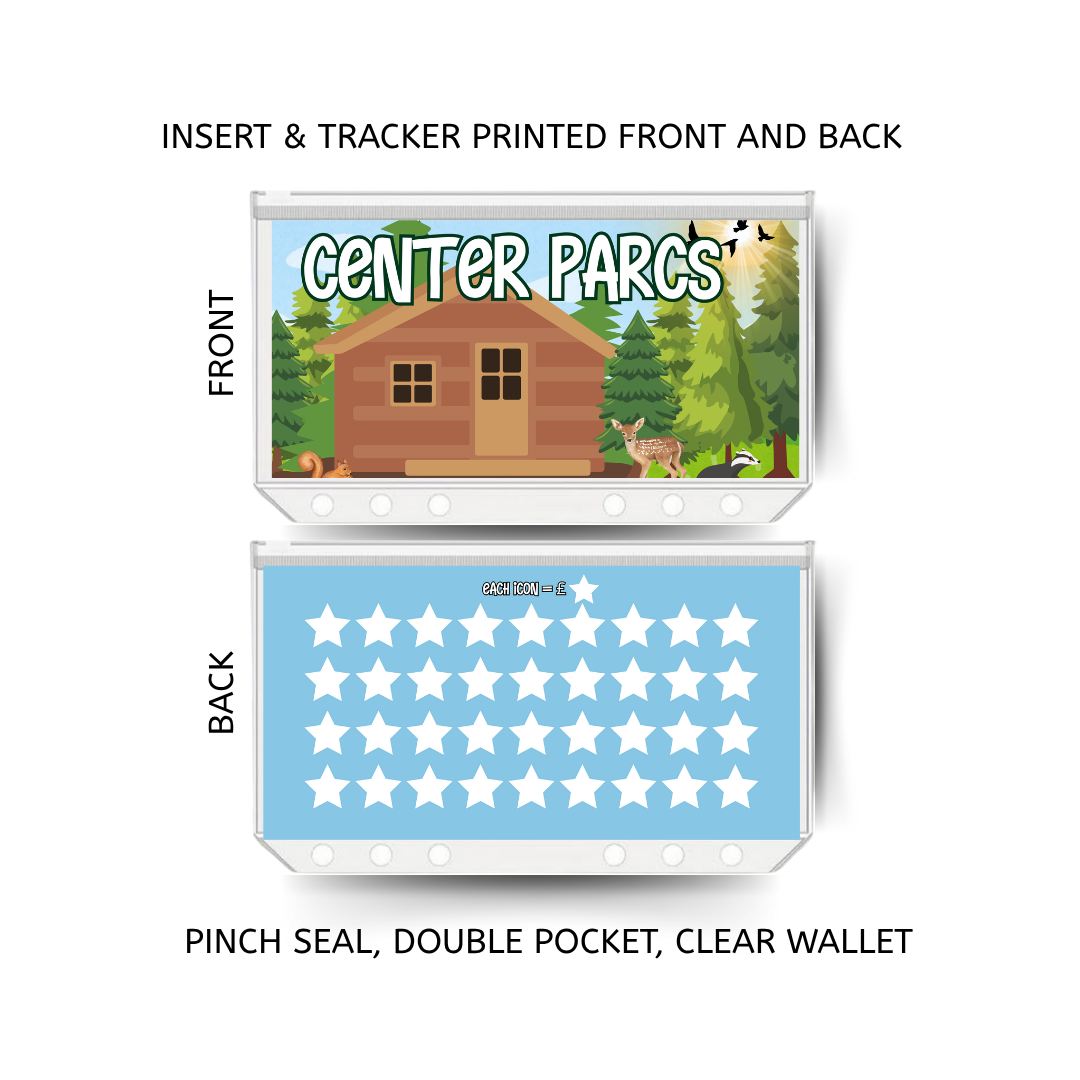 CENTER PARCS savings double insert & tracker plus a clear, twin pocket, pinch seal wallet