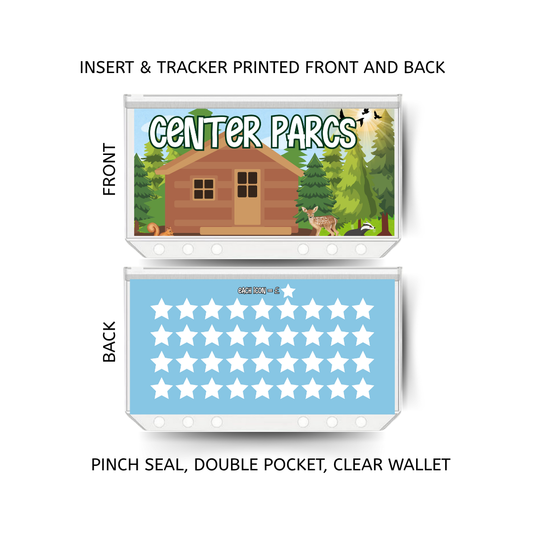 CENTER PARCS savings double insert & tracker plus a clear, twin pocket, pinch seal wallet