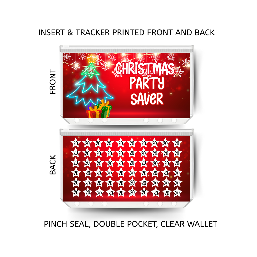 CHRISTMAS PARTY savings double insert & tracker plus a clear, twin pocket, pinch seal wallet