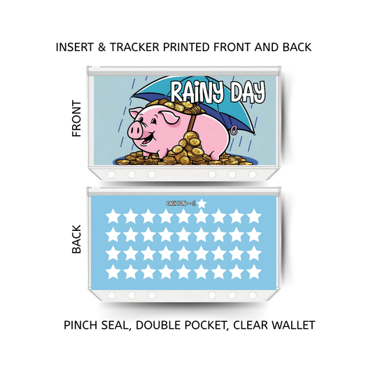 RAINY DAY savings double insert & tracker plus a clear, twin pocket, pinch seal wallet