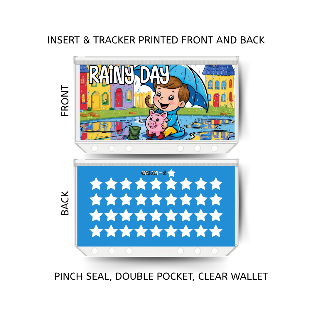 RAINY DAY savings double insert & tracker plus a clear, twin pocket, pinch seal wallet