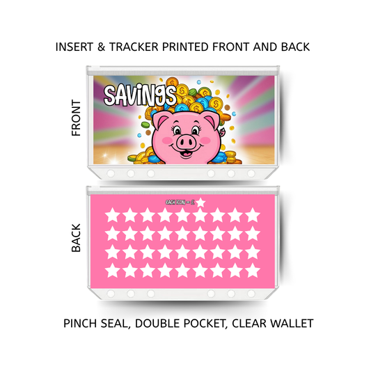 SAVINGS savings double insert & tracker plus a clear, twin pocket, pinch seal wallet