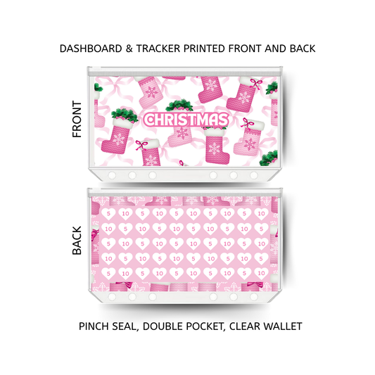 CHRISTMAS savings double insert & tracker plus a clear, twin pocket, pinch seal wallet for A6 binder