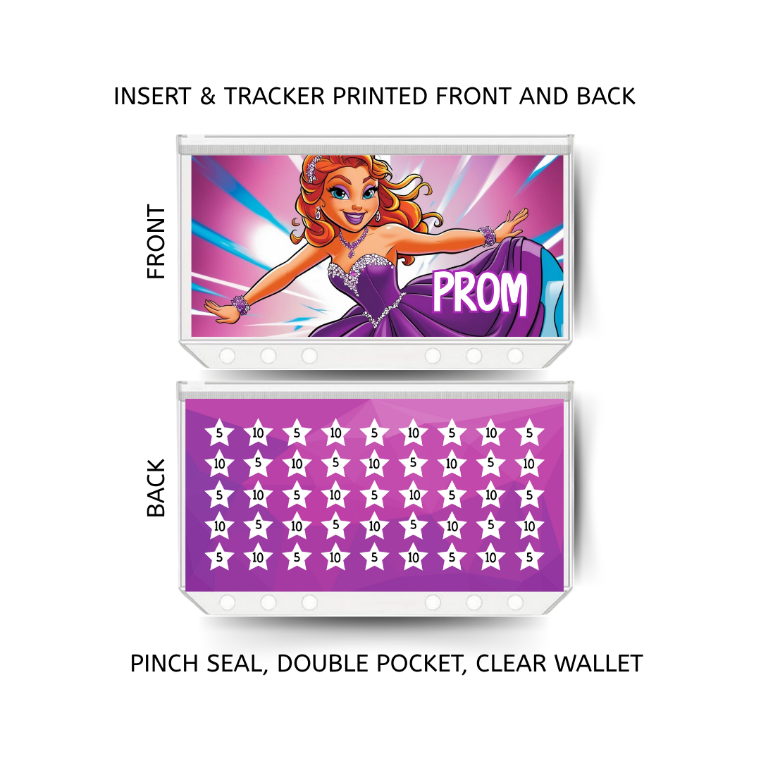 PROM savings double insert & tracker plus a clear, twin pocket, pinch seal wallet
