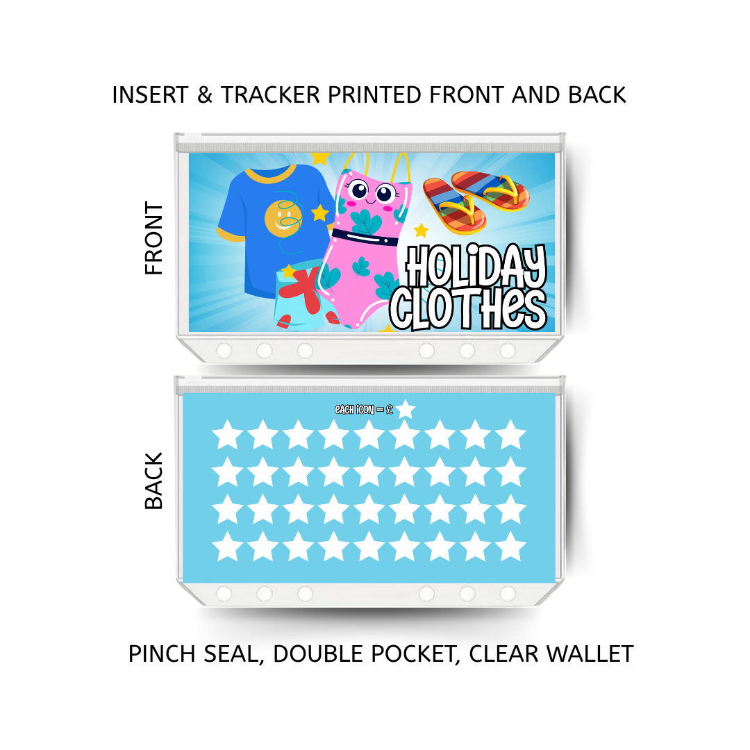 HOLIDAY CLOTHES savings double insert & tracker plus a clear, twin pocket, pinch seal wallet