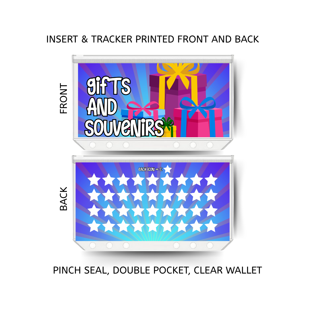 GIFTS & SOUVENIRS savings double insert & tracker plus a clear, twin pocket, pinch seal wallet
