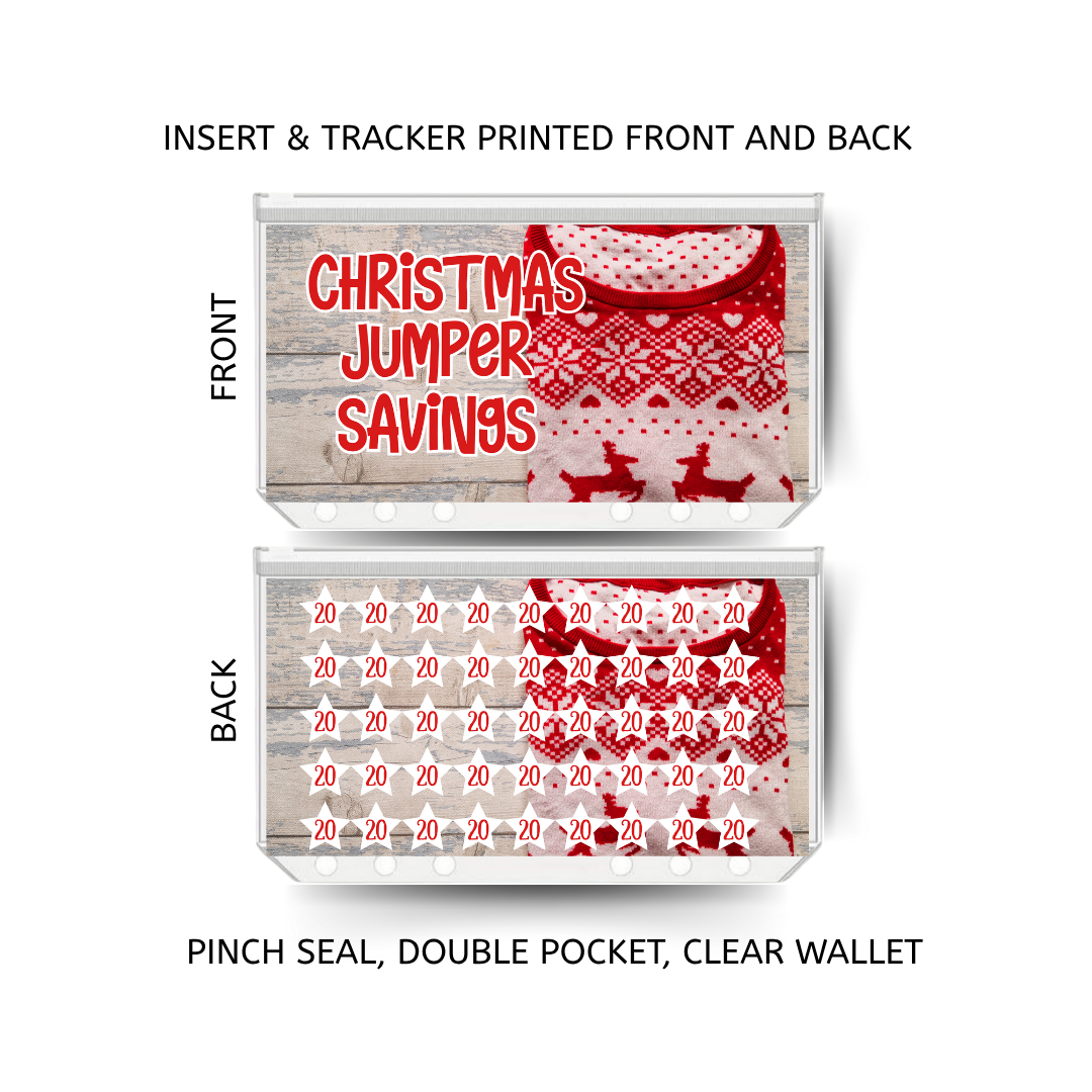 CHRISTMAS JUMPER savings double insert & tracker plus a clear, twin pocket, pinch seal wallet