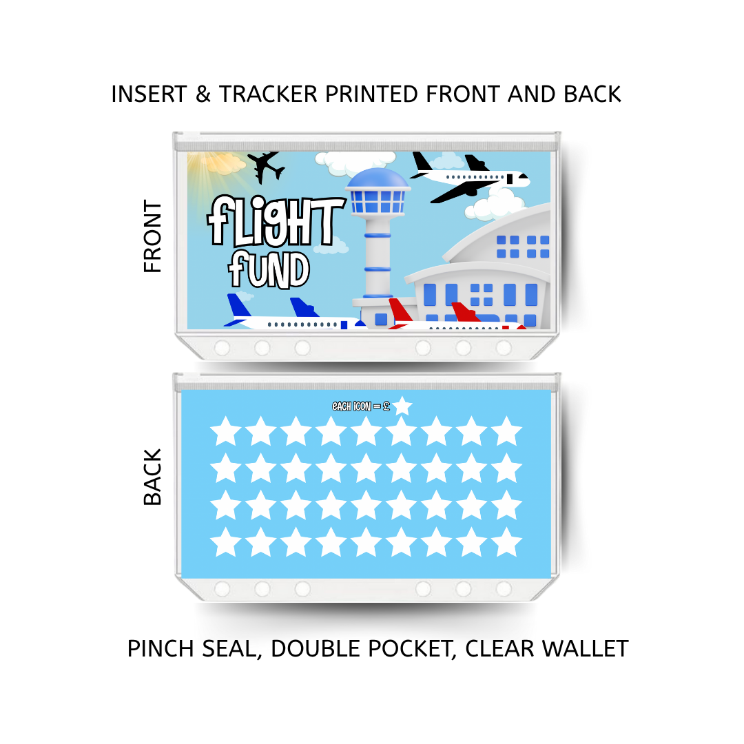 FLIGHTS savings double insert & tracker plus a clear, twin pocket, pinch seal wallet for A6 binder