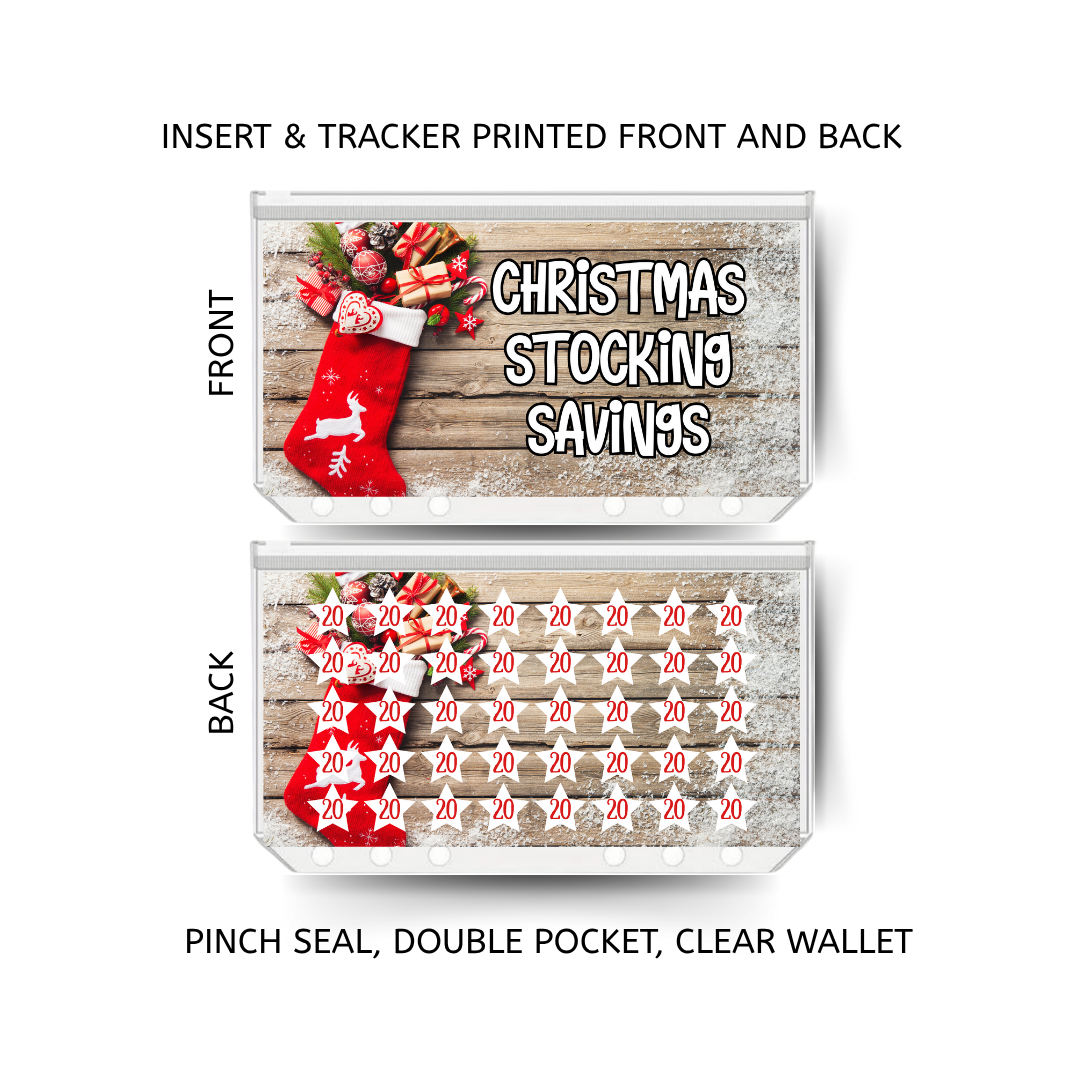 CHRISTMAS STOCKINGS savings double insert & tracker plus a clear, twin pocket, pinch seal wallet