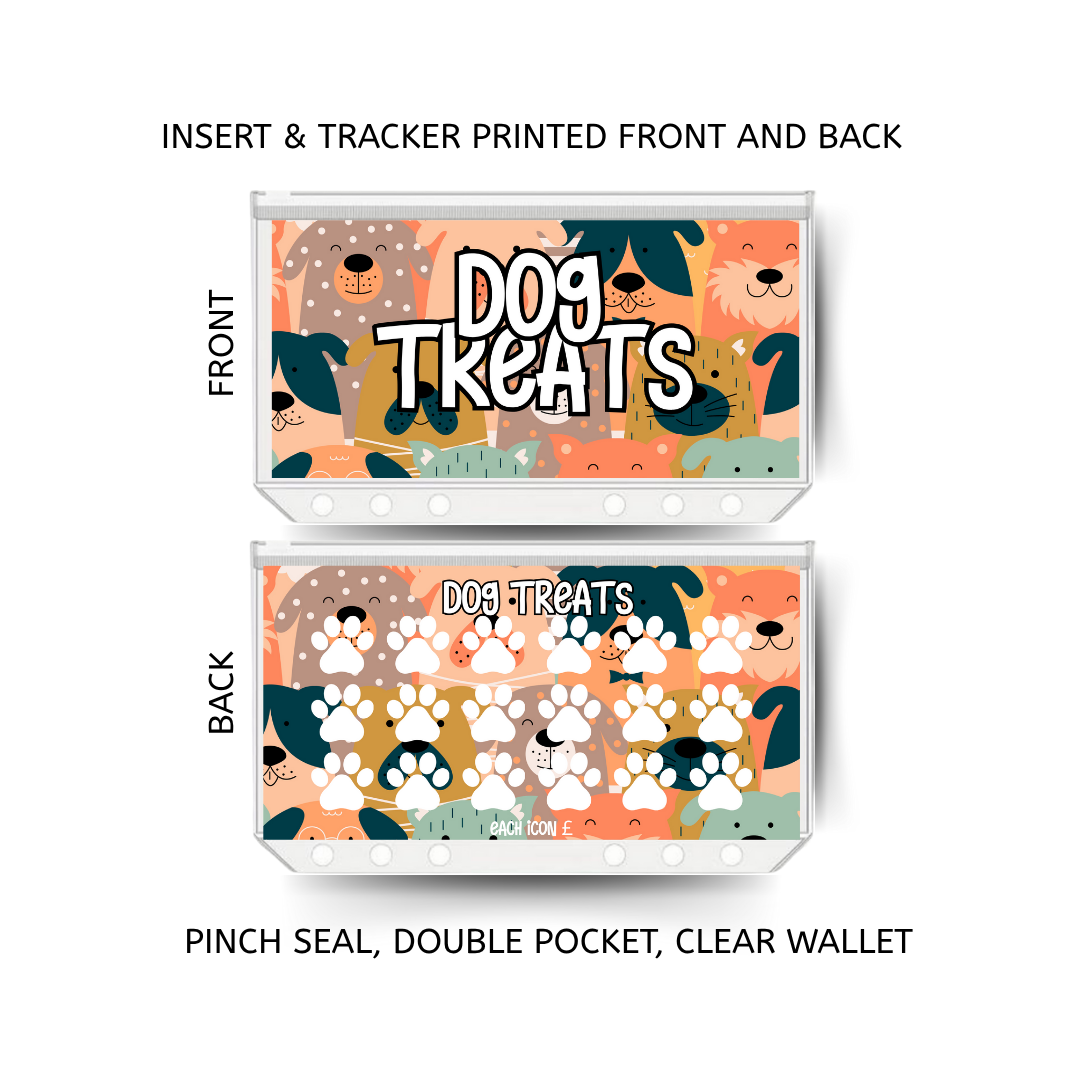 DOG TREATS savings double insert & tracker plus a clear, twin pocket, pinch seal wallet for A6 binder