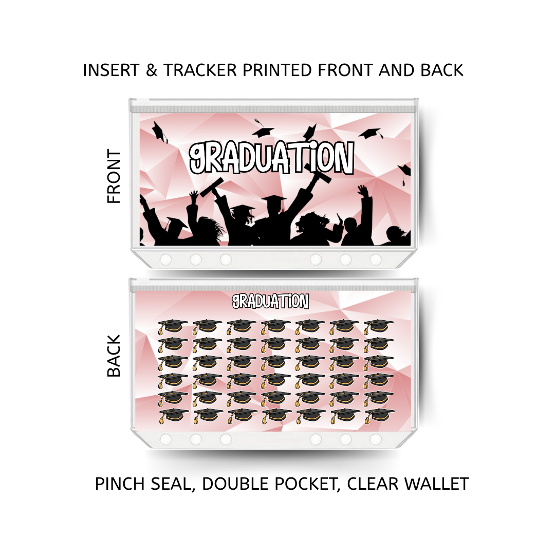 GRADUATION savings double insert & tracker plus a clear, twin pocket, pinch seal wallet for A6 binder