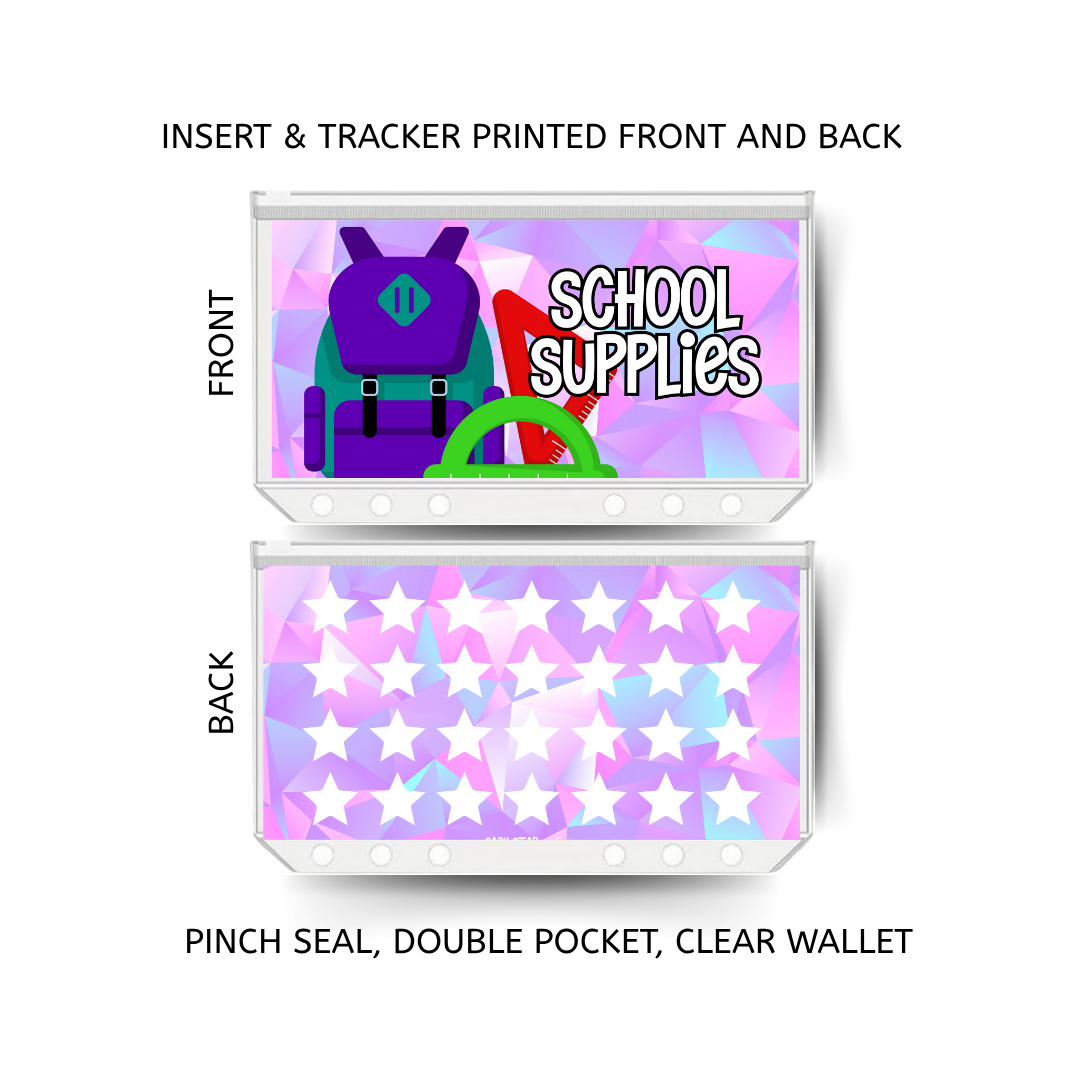 SCHOOL SUPPLIES savings double insert & tracker plus a clear, twin pocket, pinch seal wallet