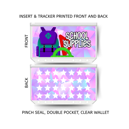 SCHOOL SUPPLIES savings double insert & tracker plus a clear, twin pocket, pinch seal wallet