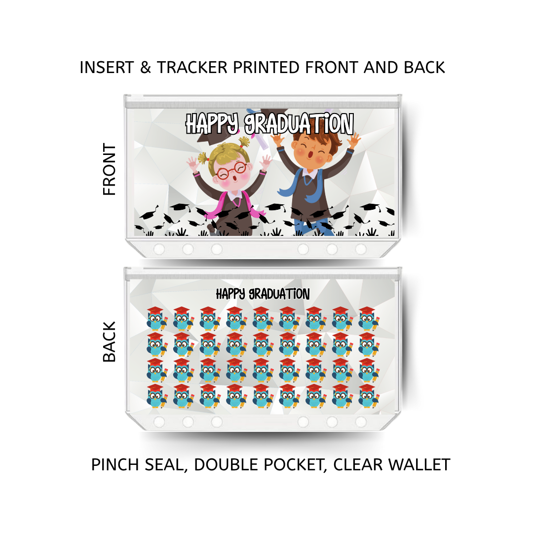 GRADUATION savings double insert & tracker plus a clear, twin pocket, pinch seal wallet for A6 binder