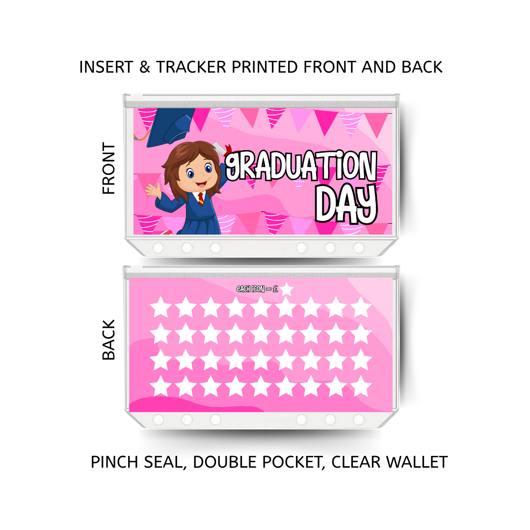GRADUATION savings double insert & tracker plus a clear, twin pocket, pinch seal wallet for A6 binder