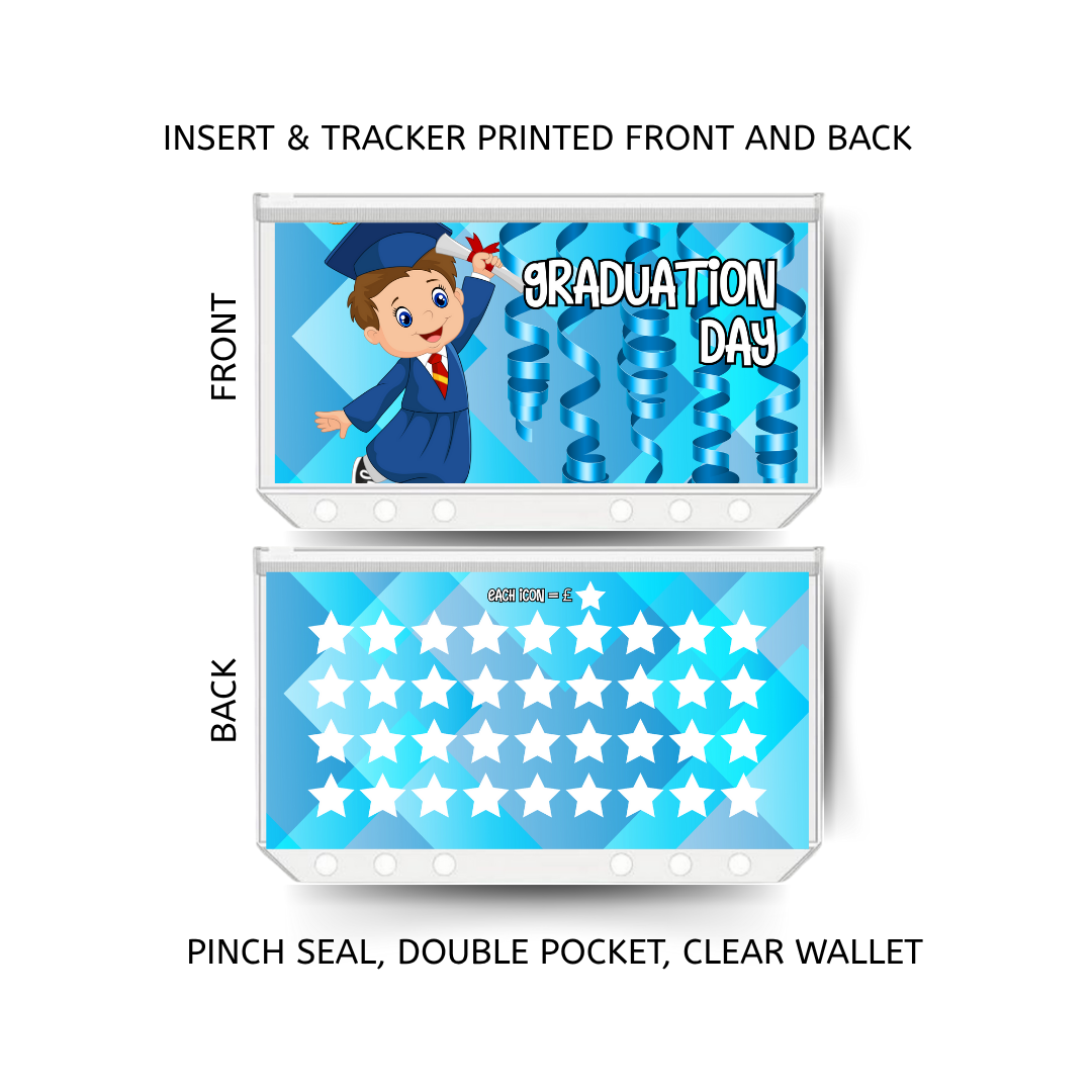 GRADUATION savings double insert & tracker plus a clear, twin pocket, pinch seal wallet for A6 binder