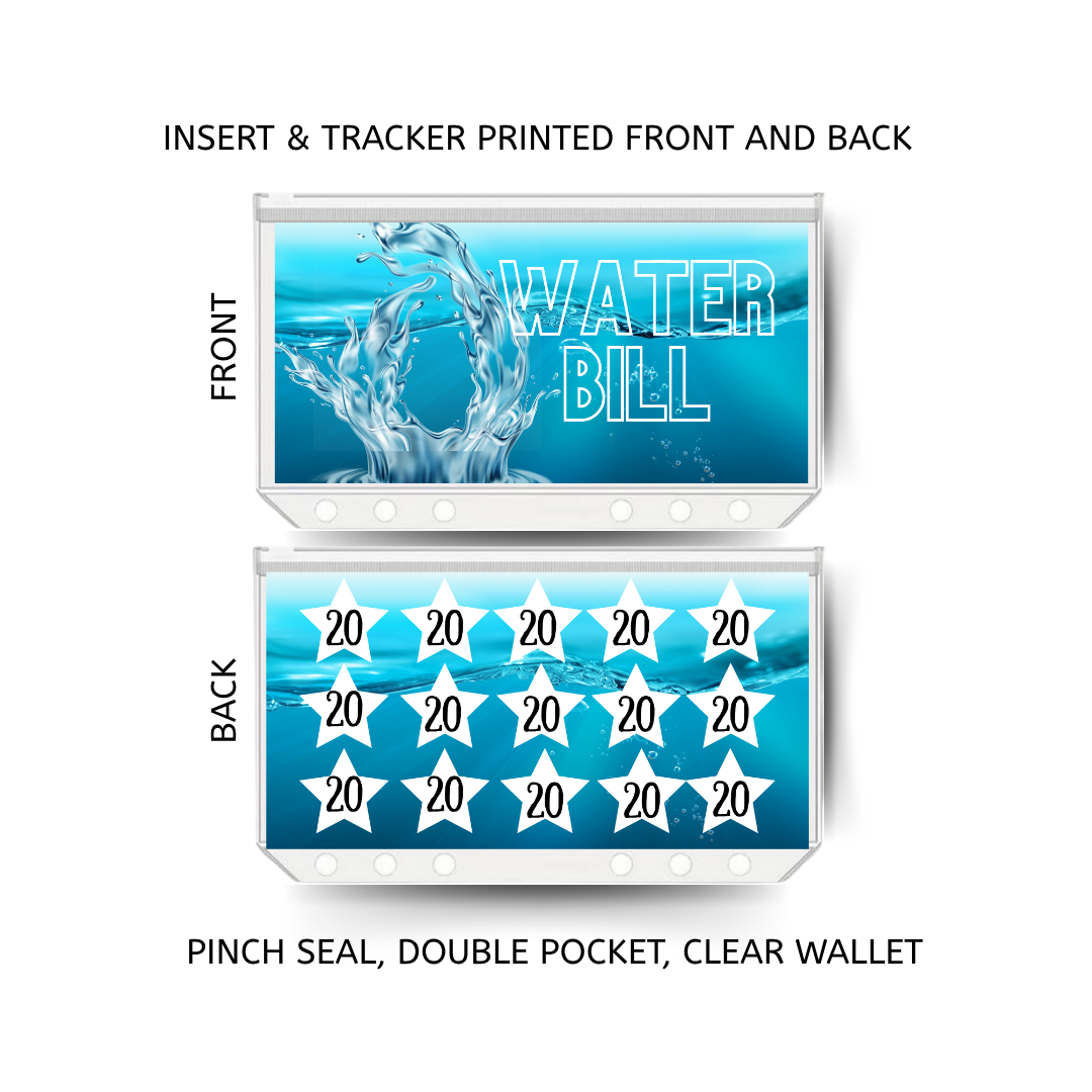 WATER savings double insert & tracker plus a clear, twin pocket, pinch seal wallet for A6 binder
