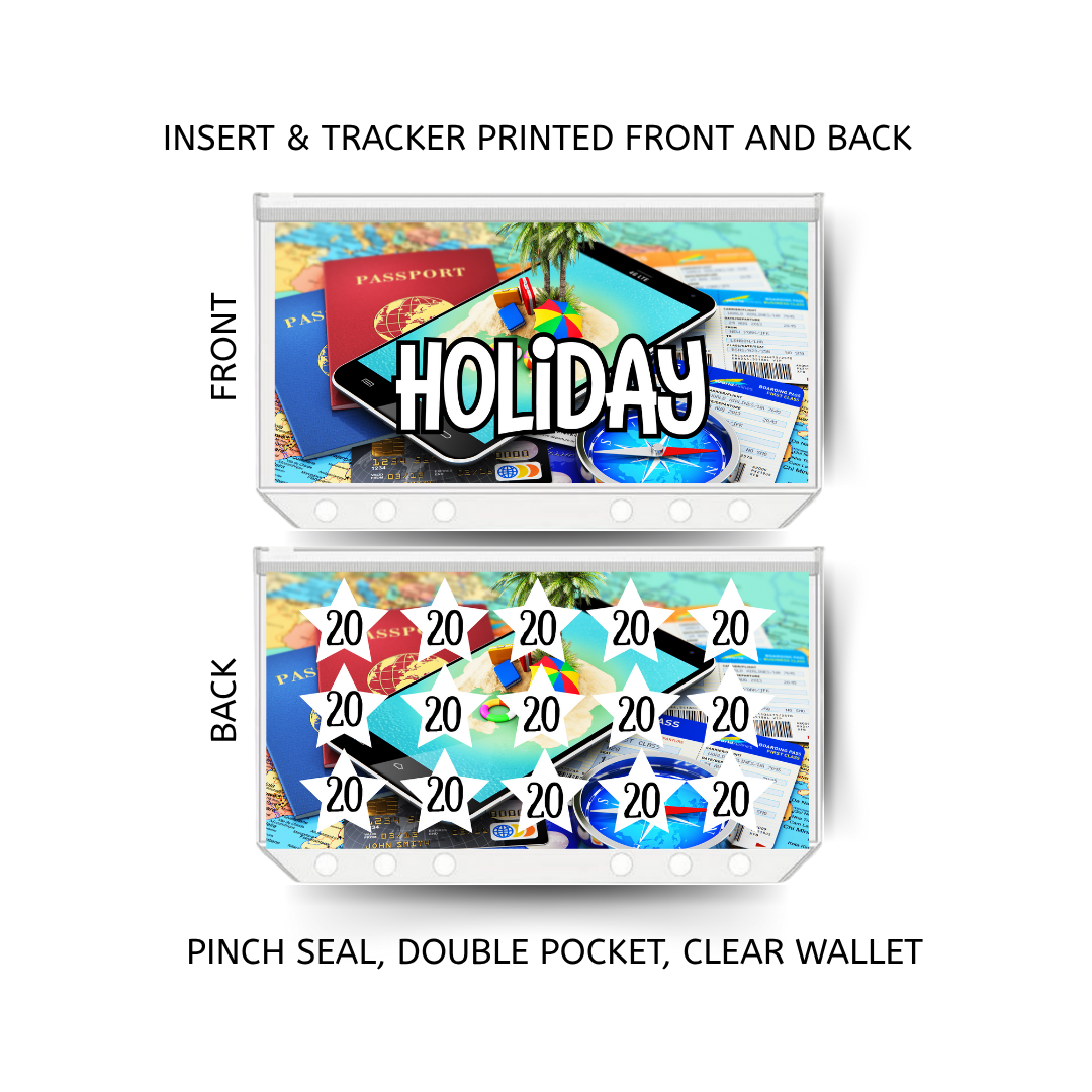 HOLIDAY savings double insert & tracker plus a clear, twin pocket, pinch seal wallet for A6 binder