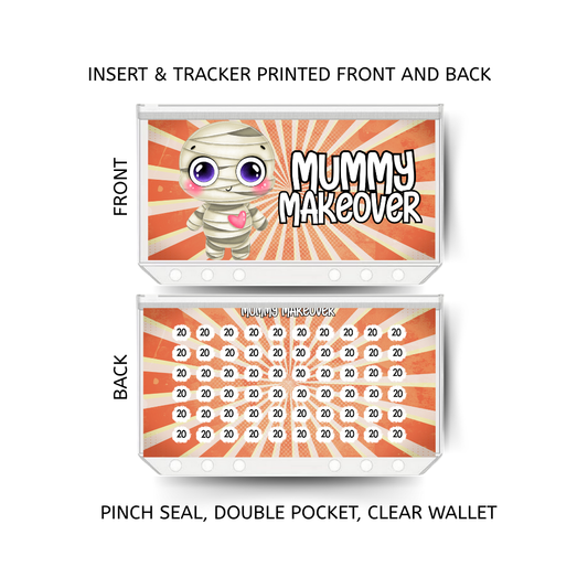 MUMMY MAKEOVER savings double insert & tracker plus a clear, twin pocket, pinch seal wallet