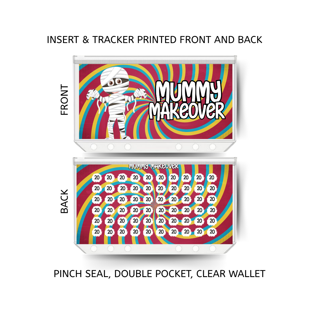 MUMMY MAKEOVER savings double insert & tracker plus a clear, twin pocket, pinch seal wallet