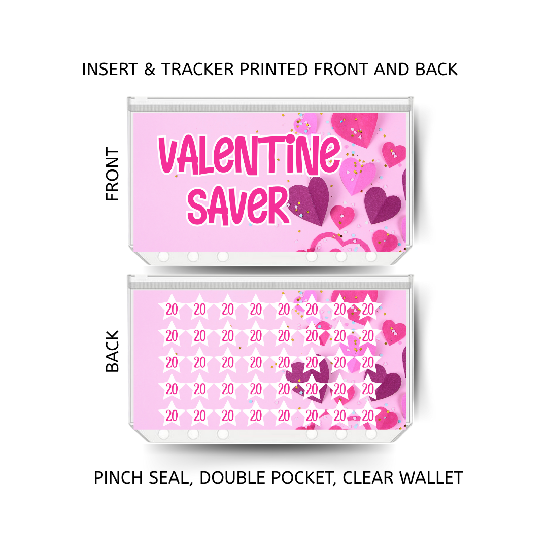 VALENTINE savings double insert & tracker plus a clear, twin pocket, pinch seal wallet
