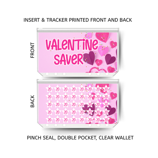 VALENTINE savings double insert & tracker plus a clear, twin pocket, pinch seal wallet