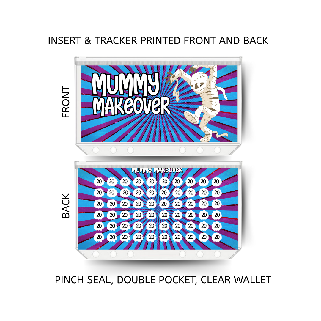 MUMMY MAKEOVER savings double insert & tracker plus a clear, twin pocket, pinch seal wallet