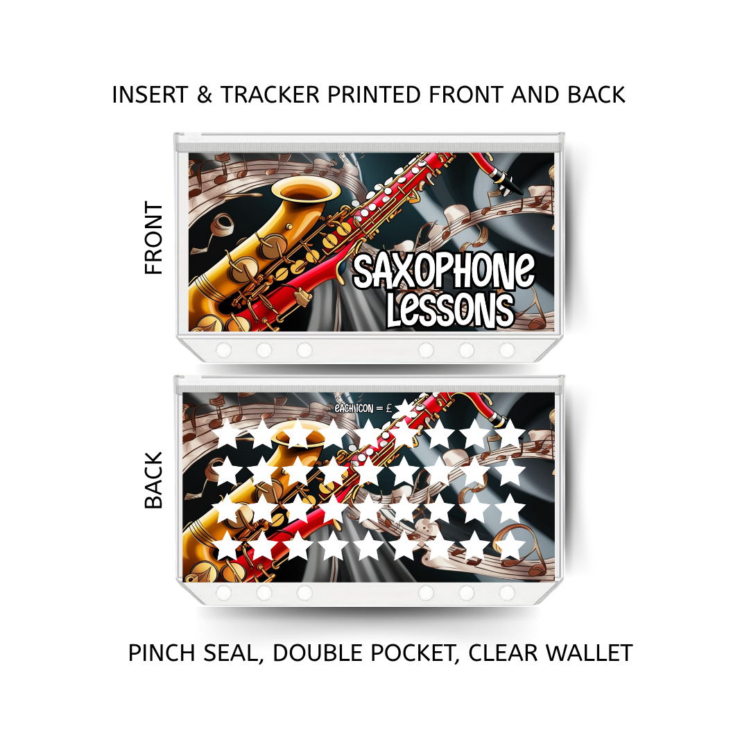 SAXOPHONE savings double insert & tracker plus a clear, twin pocket, pinch seal wallet
