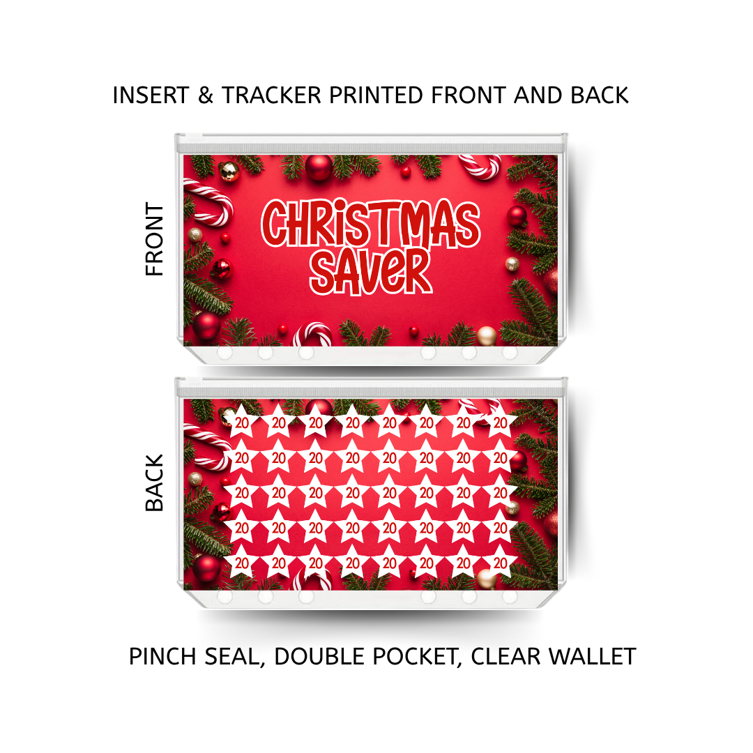 CHRISTMAS savings double insert & tracker plus a clear, twin pocket, pinch seal wallet