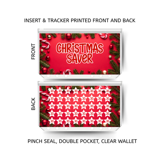 CHRISTMAS savings double insert & tracker plus a clear, twin pocket, pinch seal wallet