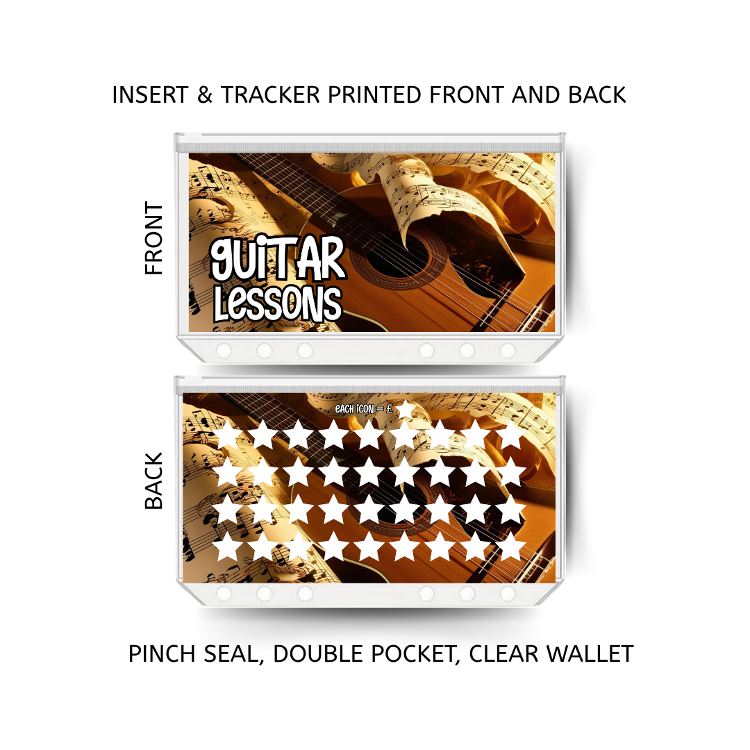 GUITAR LESSONS savings double insert & tracker plus a clear, twin pocket, pinch seal wallet