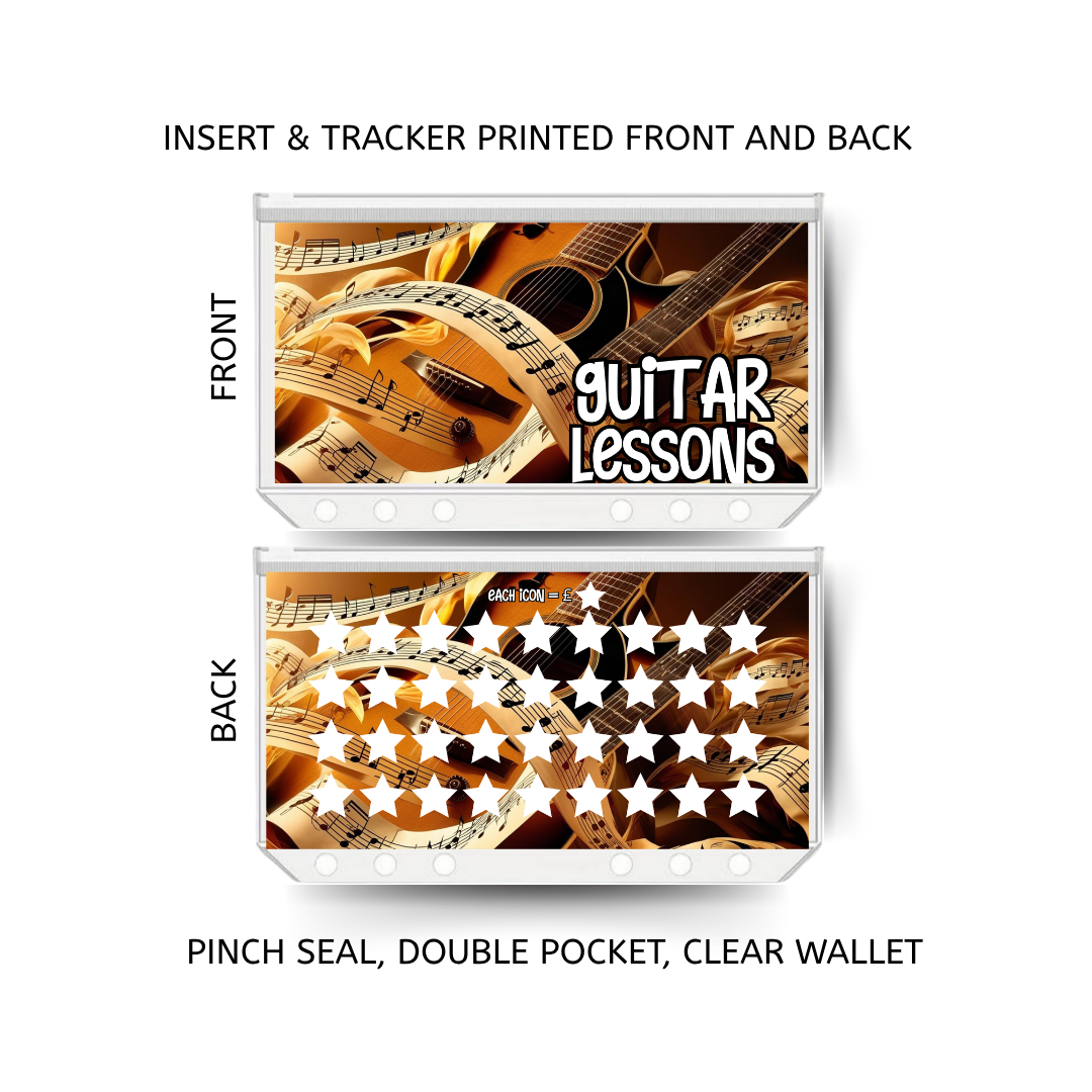 GUITAR LESSONS savings double insert & tracker plus a clear, twin pocket, pinch seal wallet