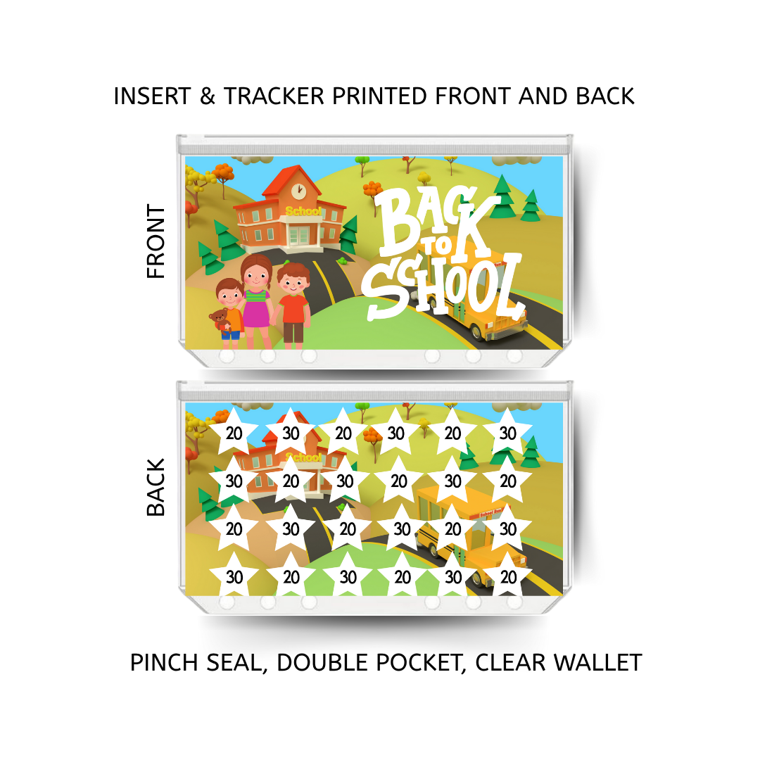 BACK TO SCHOOL  savings double insert & tracker plus a clear, twin pocket, pinch seal wallet