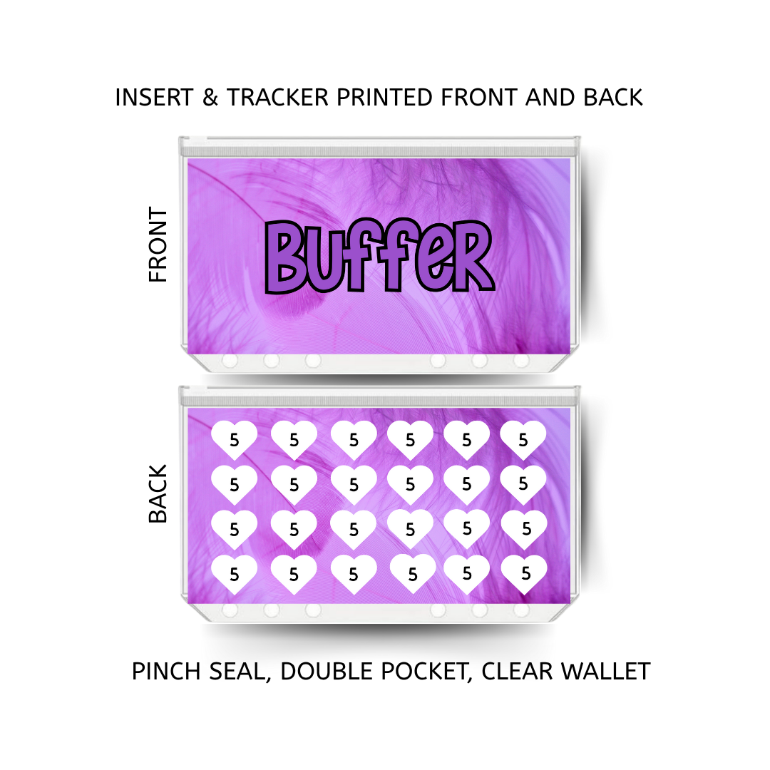 CASH BUFFER savings double insert & tracker plus a clear, twin pocket, pinch seal wallet