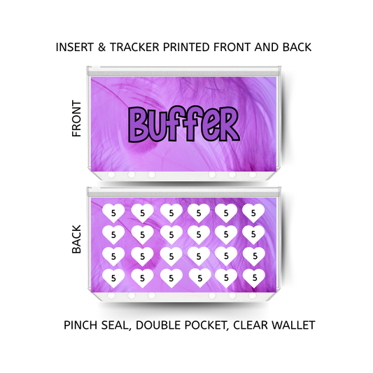 CASH BUFFER savings double insert & tracker plus a clear, twin pocket, pinch seal wallet