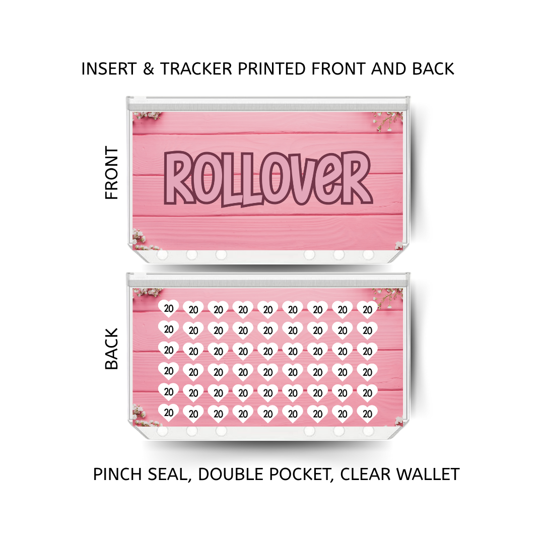 CASH ROLLOVER savings double insert & tracker plus a clear, twin pocket, pinch seal wallet