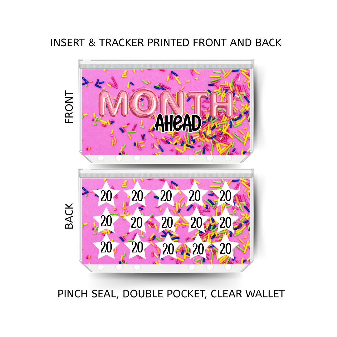 MONTH AHEAD savings double insert & tracker plus a clear, twin pocket, pinch seal wallet