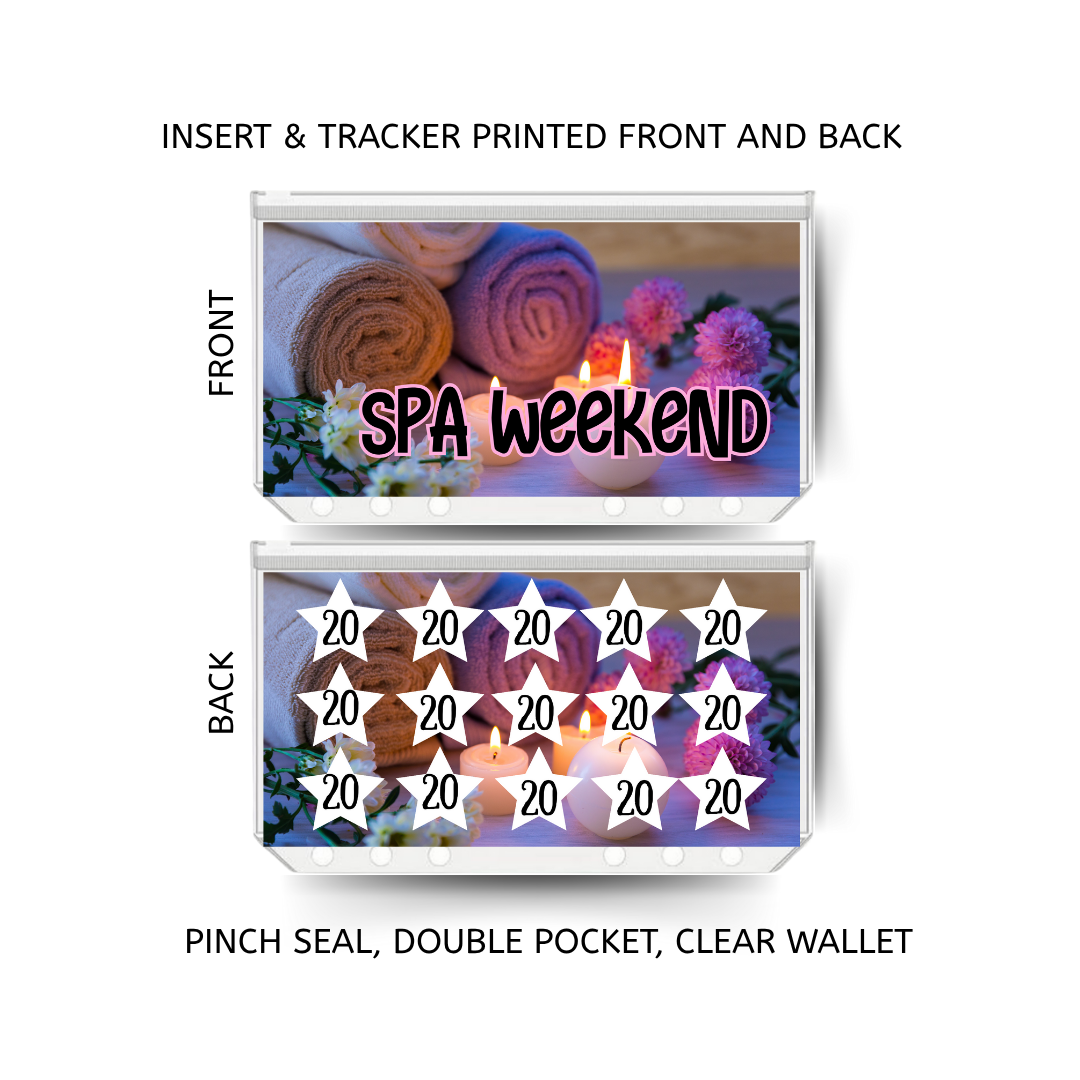 SPA WEEKEND savings double insert & tracker plus a clear, twin pocket, pinch seal wallet