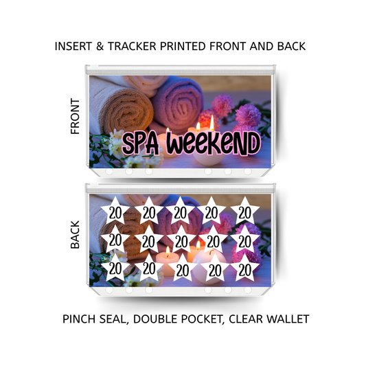 SPA WEEKEND savings double insert & tracker plus a clear, twin pocket, pinch seal wallet