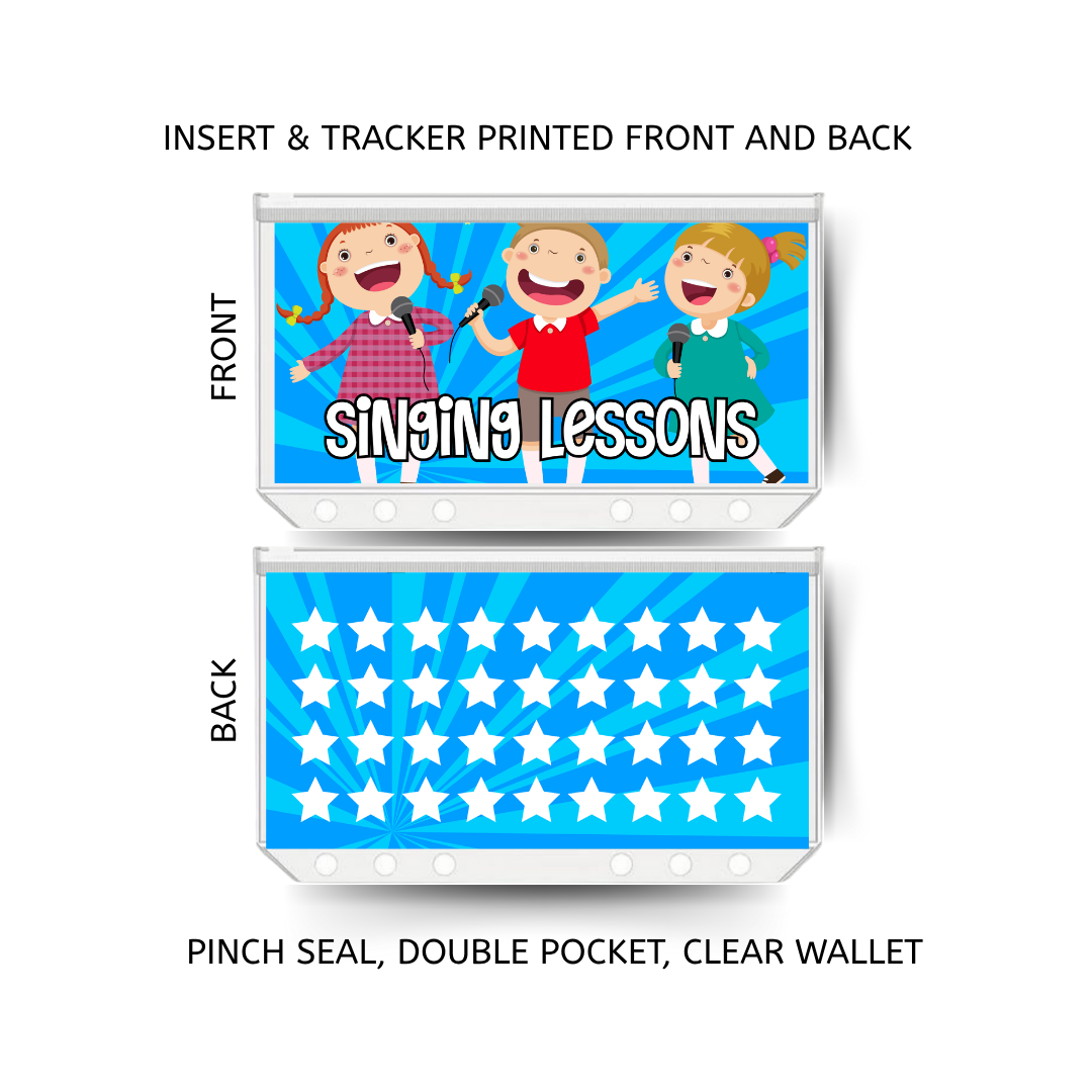 SINGING LESSONS savings double insert & tracker plus a clear, twin pocket, pinch seal wallet