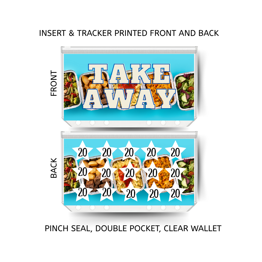 TAKEAWAY savings double insert & tracker plus a clear, twin pocket, pinch seal wallet