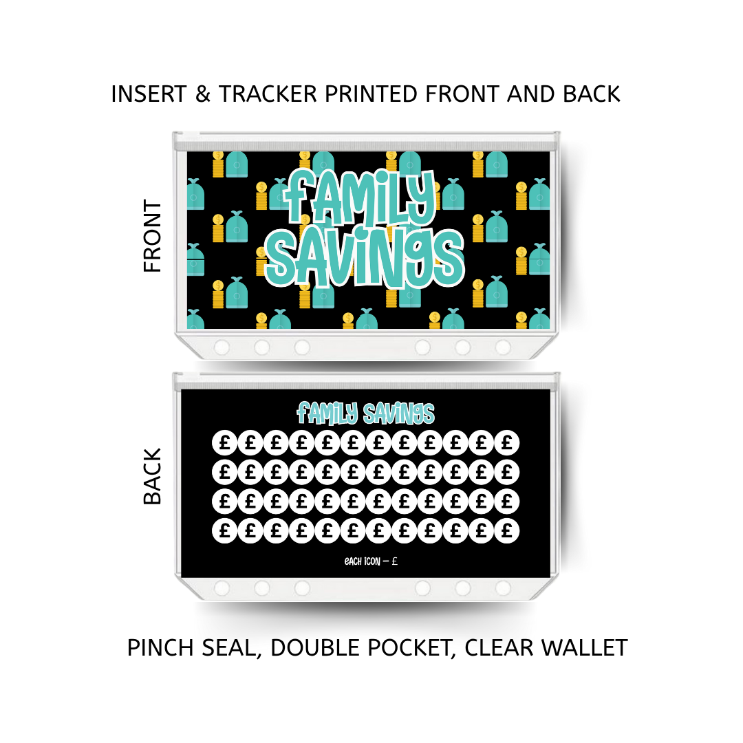 FAMILY SAVINGS double insert & tracker plus a clear, twin pocket, pinch seal wallet