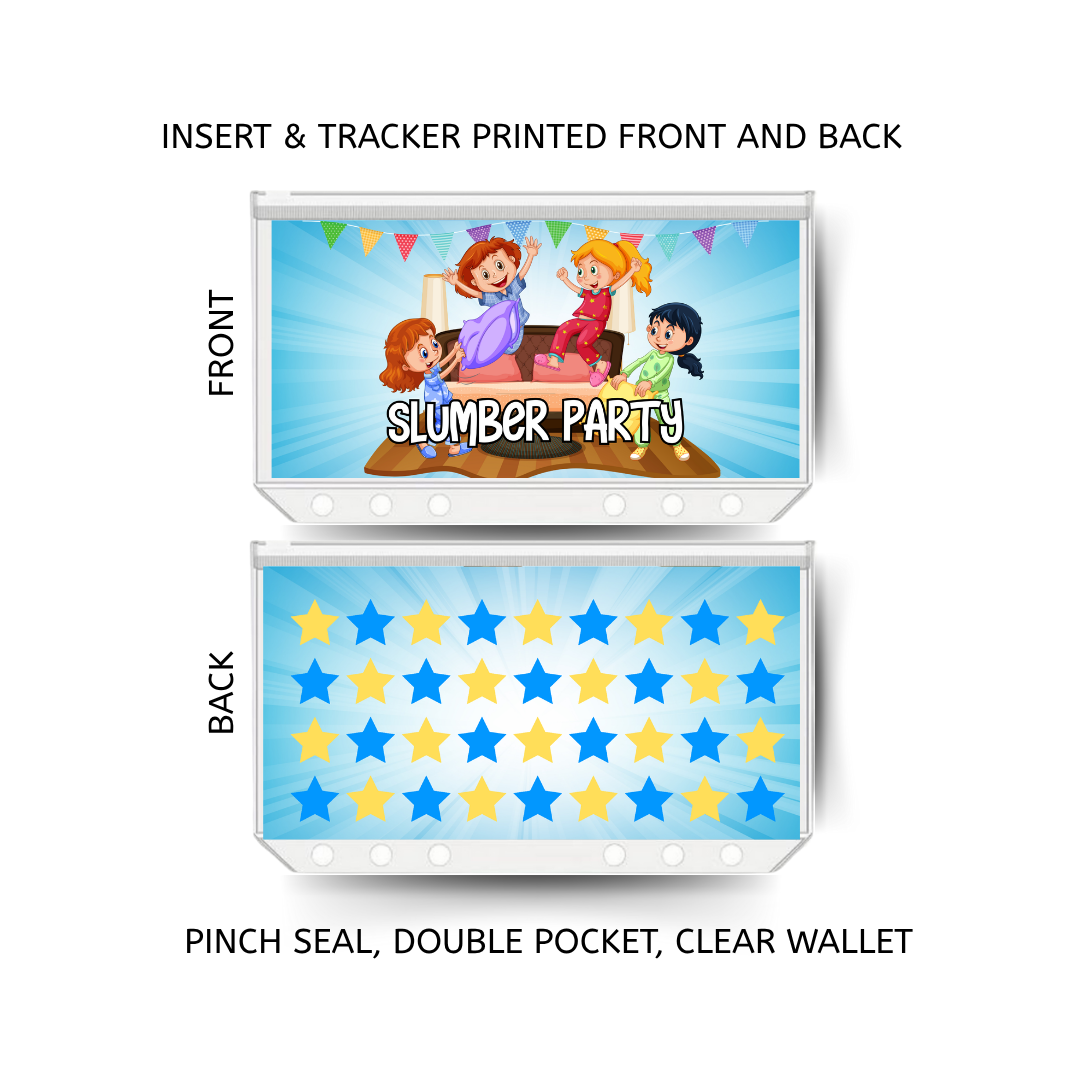 SLUMBER PARTY savings double insert & tracker plus a clear, twin pocket, pinch seal wallet