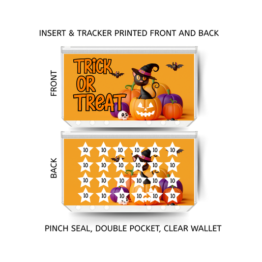 TRICK OR TREAT savings double insert & tracker plus a clear, twin pocket, pinch seal wallet