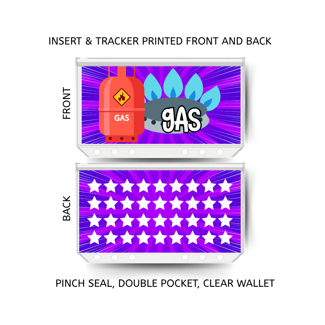 GAS BILL savings double insert & tracker plus a clear, twin pocket, pinch seal wallet